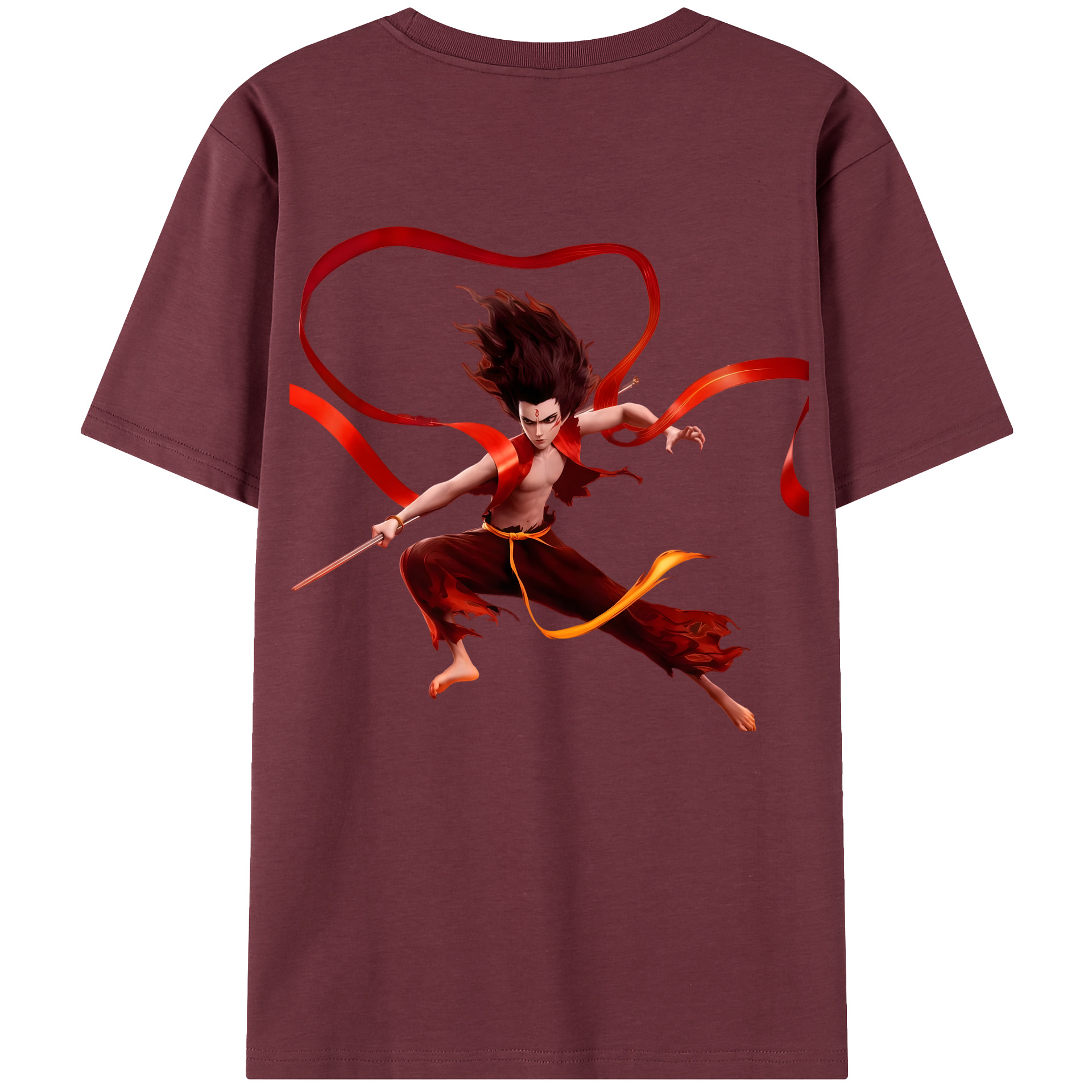 （画像用） Ne Zha 2 ナタ 魔童の大暴れ 綿100％半袖Tシャツ（背面プリント）
